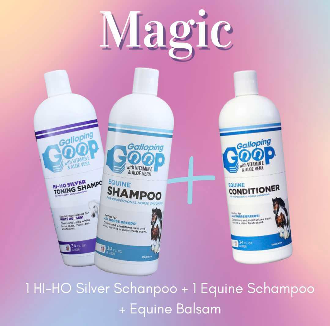 Galloping Goop "MAGIC"- 1 Equine schampo + 1 Silverschampo + 1 Equine Balsam